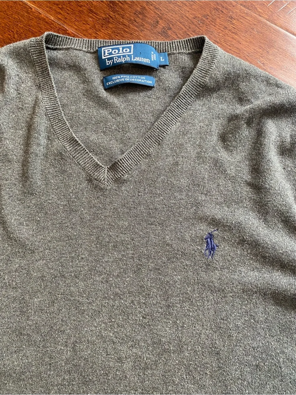 Polo Ralph Lauren Men's V-Neck Sweater Heather Charcoal Gray Size Large